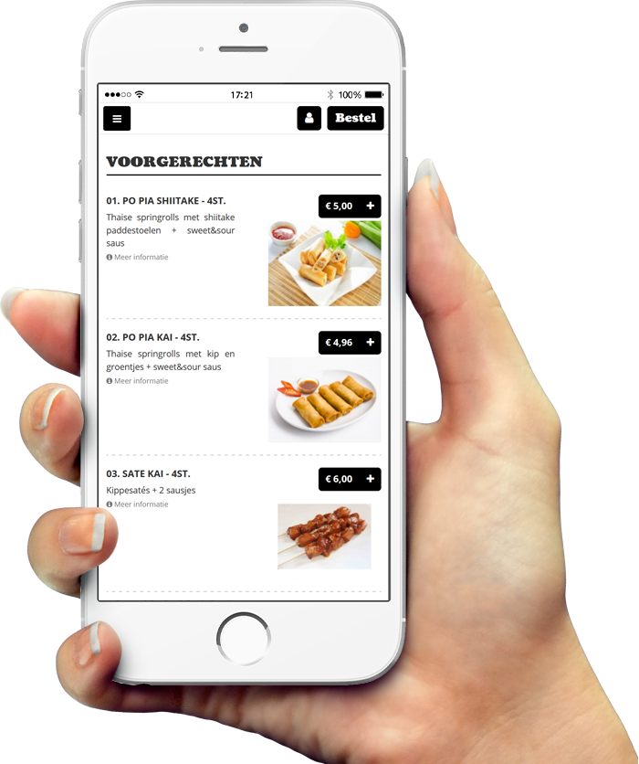 Voorbeeld van onze app op smartphone